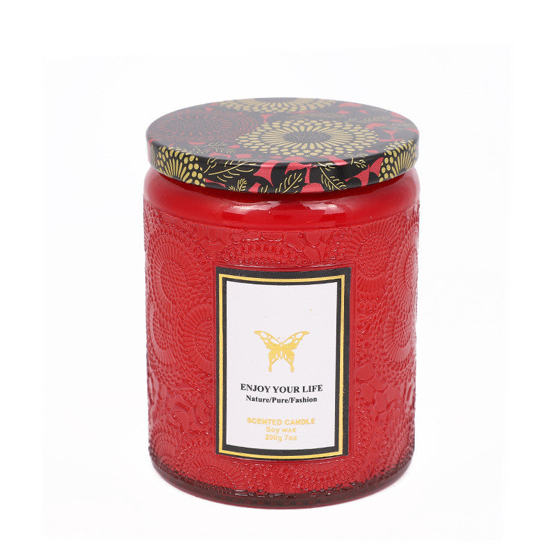 Embossed Glass Fragrance Handmade Gift Aromatherapy Soy Candles - Tartarian Treasures & Trinkets