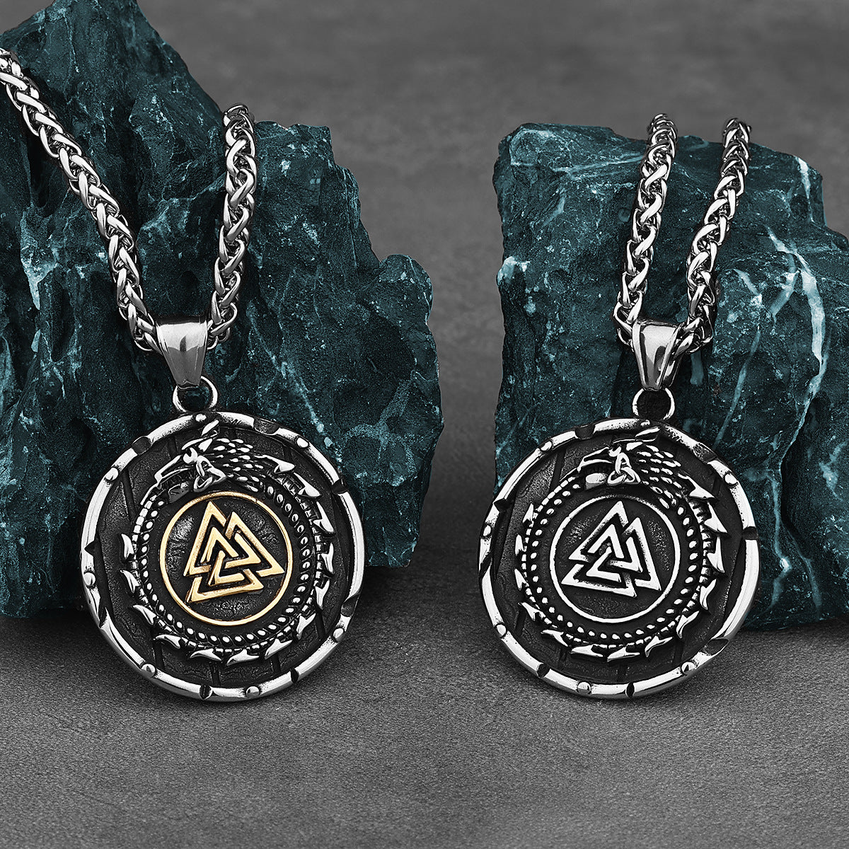 Triquerta Triangle Double Sided Rune Titanium Steel Viking Pendant Necklace - Tartarian Treasures & Trinkets