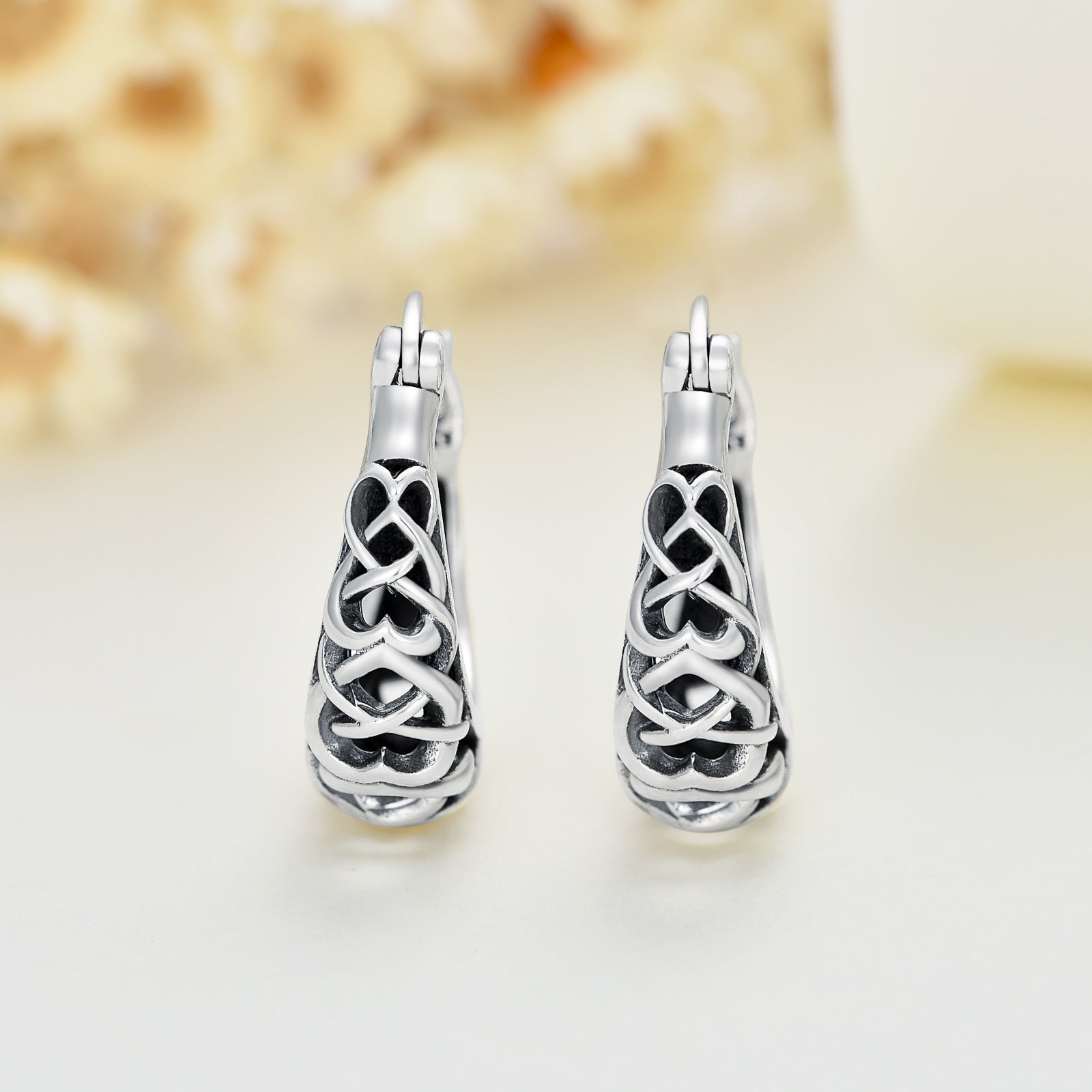 925 Sterling Silver Celtic Knot Vintage Hoop Earrings - Tartarian Treasures & Trinkets