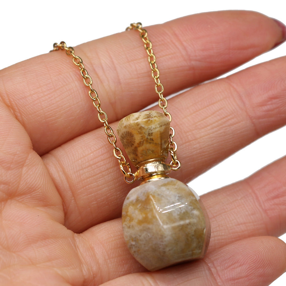 Solid Natural Gemstone Necklace Perfume Bottle Pendants - Tartarian Treasures & Trinkets