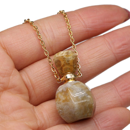 Solid Natural Gemstone Necklace Perfume Bottle Pendants - Tartarian Treasures & Trinkets