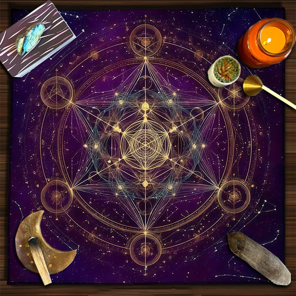 Geometric Tarot Moon Sun Velvet Tablecloth - Tartarian Treasures & Trinkets