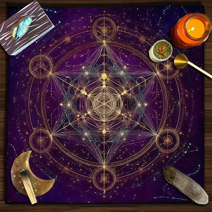 Geometric Tarot Moon Sun Velvet Tablecloth - Tartarian Treasures & Trinkets