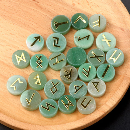 Genuine Gemstone Viking Divination Runes Natural Crystal  Nordic Celtic Spiritual Runes -25 pc Set Choose your favorite - Tartarian Treasures & Trinkets