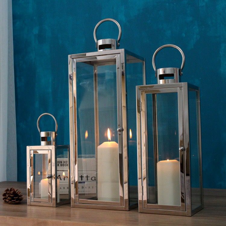 3 piece Set- Old World Vintage Style Lantern , Pillar Candle Holders Gift Set- Choose Color - Tartarian Treasures & Trinkets