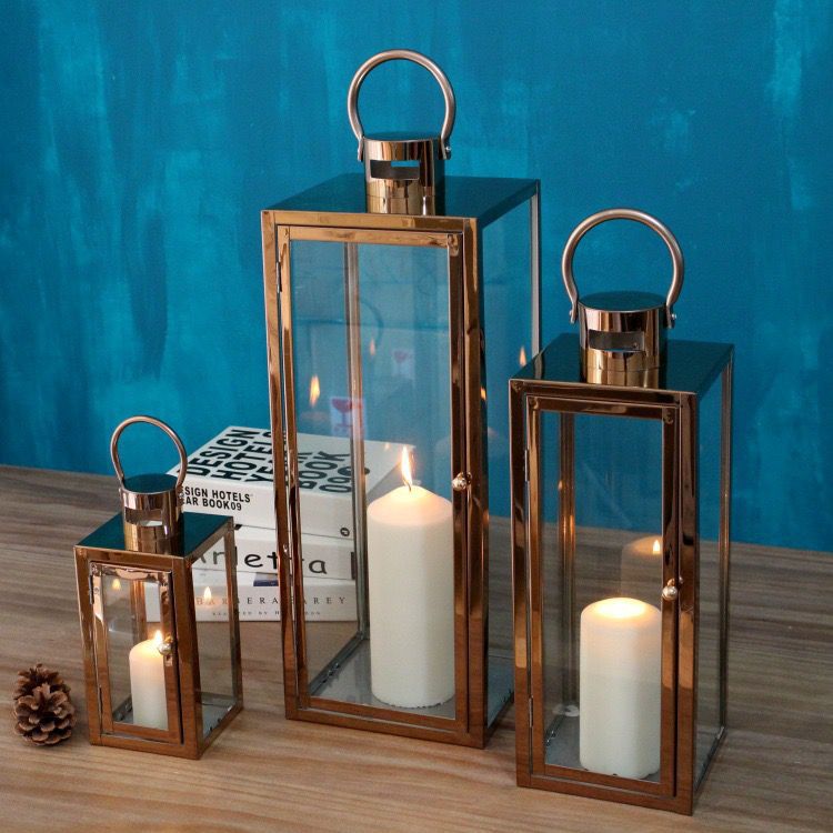 3 piece Set- Old World Vintage Style Lantern , Pillar Candle Holders Gift Set- Choose Color - Tartarian Treasures & Trinkets