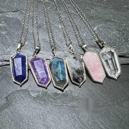 Natural Amethyst Crystal Agate Pendant Rough Stone Gemstone Necklace - Tartarian Treasures & Trinkets