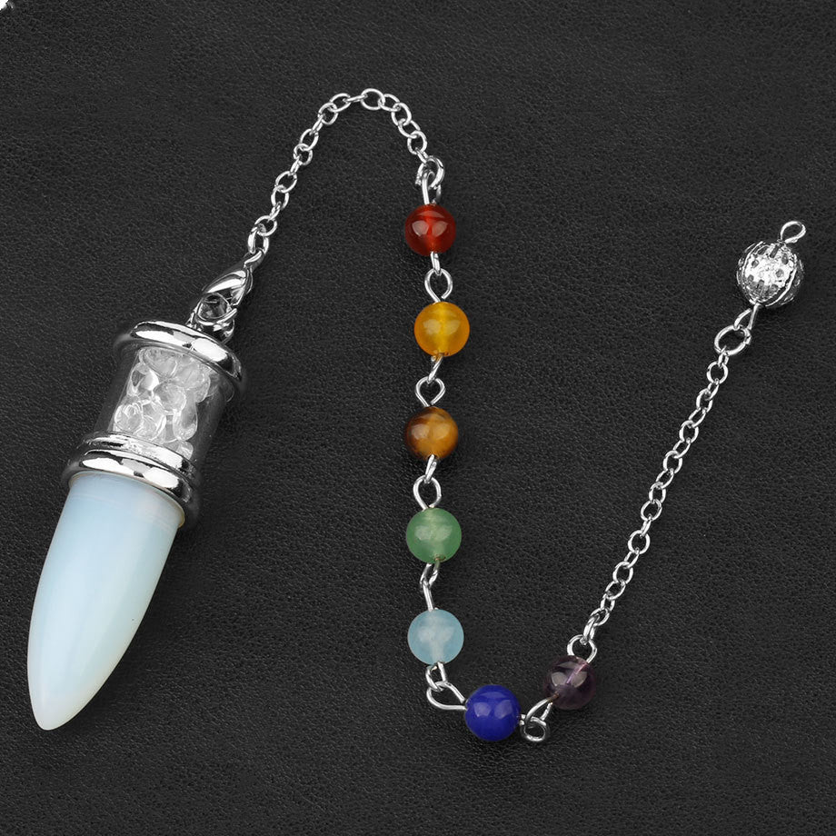 Crystal Pendulum Polished Natural Stones Seven Chakra Necklace Women's Yoga Jewelry - Tartarian Treasures & Trinkets