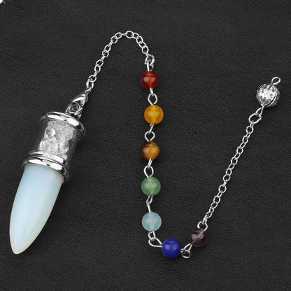 Crystal Pendulum Polished Natural Stones Seven Chakra Necklace Women's Yoga Jewelry - Tartarian Treasures & Trinkets