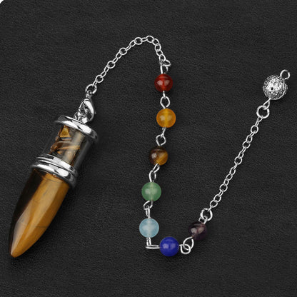 Crystal Pendulum Polished Natural Stones Seven Chakra Necklace Women's Yoga Jewelry - Tartarian Treasures & Trinkets