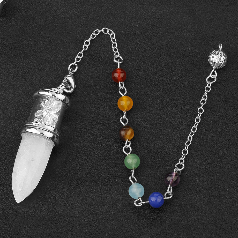 Crystal Pendulum Polished Natural Stones Seven Chakra Necklace Women's Yoga Jewelry - Tartarian Treasures & Trinkets