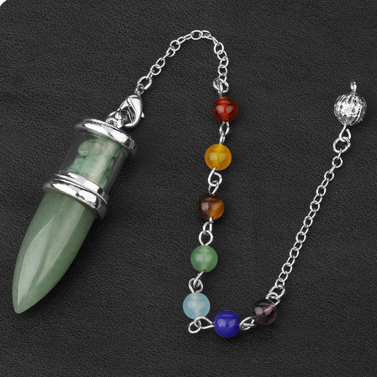 Crystal Pendulum Polished Natural Stones Seven Chakra Necklace Women's Yoga Jewelry - Tartarian Treasures & Trinkets