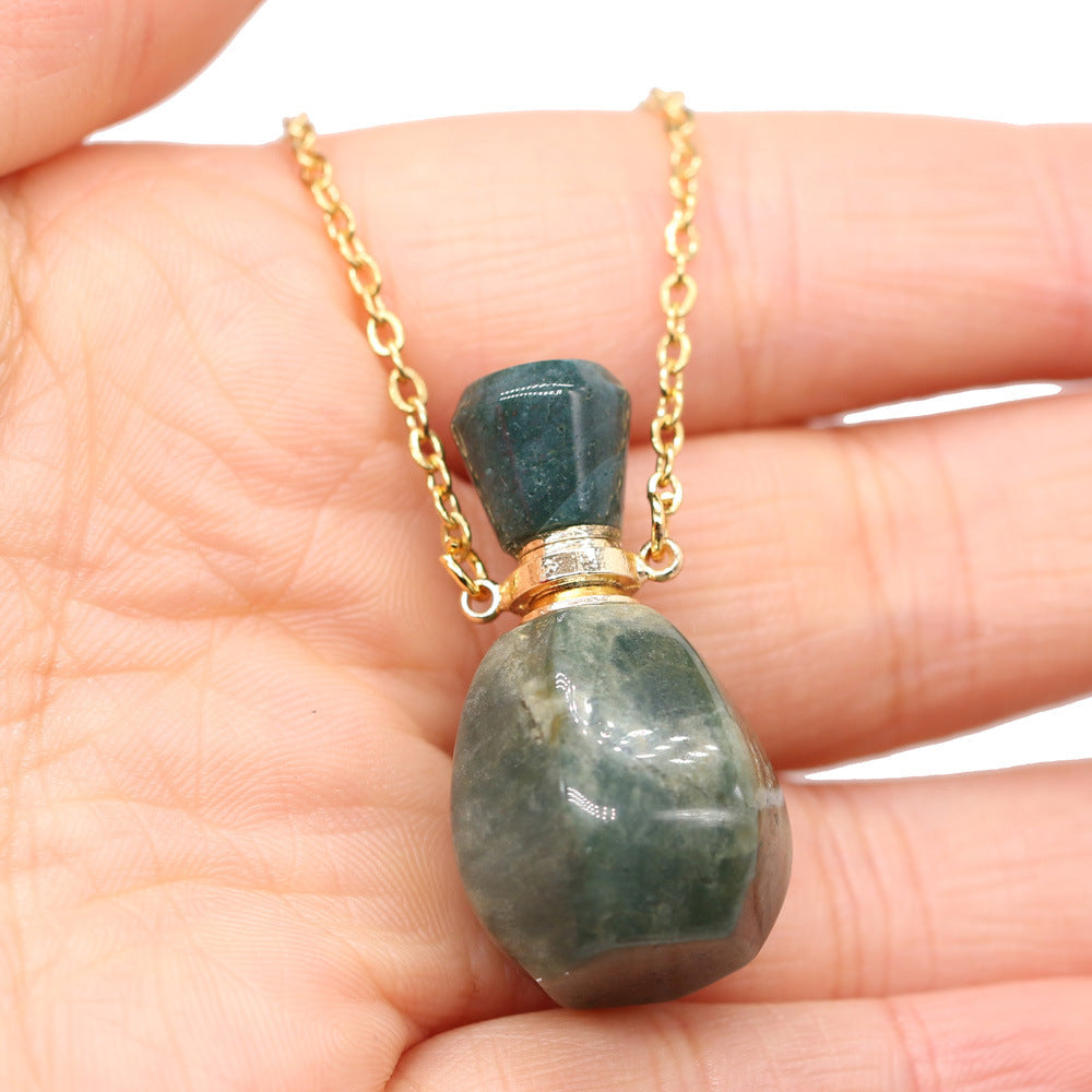 Solid Natural Gemstone Necklace Perfume Bottle Pendants - Tartarian Treasures & Trinkets
