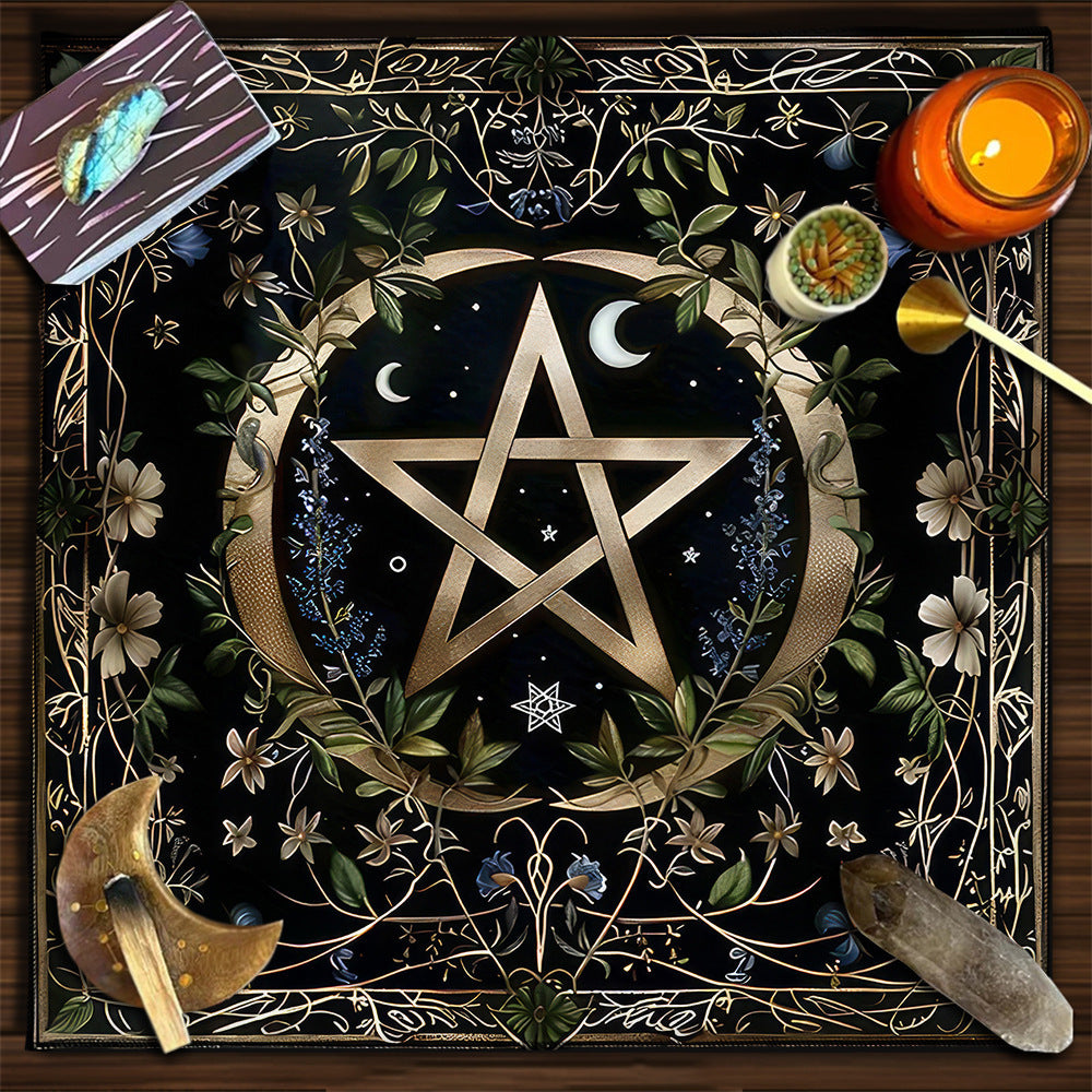 Geometric Tarot Moon Sun Velvet Tablecloth - Tartarian Treasures & Trinkets