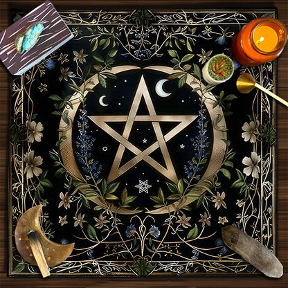 Geometric Tarot Moon Sun Velvet Tablecloth - Tartarian Treasures & Trinkets