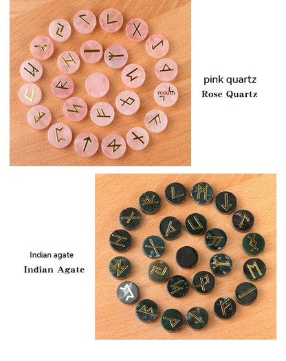 Genuine Gemstone Viking Divination Runes Natural Crystal  Nordic Celtic Spiritual Runes -25 pc Set Choose your favorite - Tartarian Treasures & Trinkets