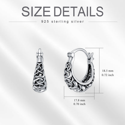 925 Sterling Silver Celtic Knot Vintage Hoop Earrings - Tartarian Treasures & Trinkets