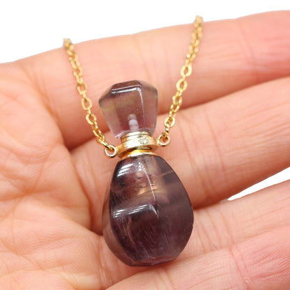 Solid Natural Gemstone Necklace Perfume Bottle Pendants - Tartarian Treasures & Trinkets