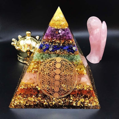 High Quality EMF PYRAMIDs Seven Chakra Natural Gemstone Crystal Crushed Stone Energy Copper Towers - Tartarian Treasures & Trinkets