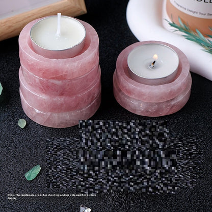 Rose Quartz Natural Stone Tealight Candle Holders - Tartarian Treasures & Trinkets