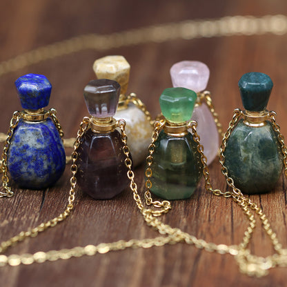Solid Natural Gemstone Necklace Perfume Bottle Pendants - Tartarian Treasures & Trinkets