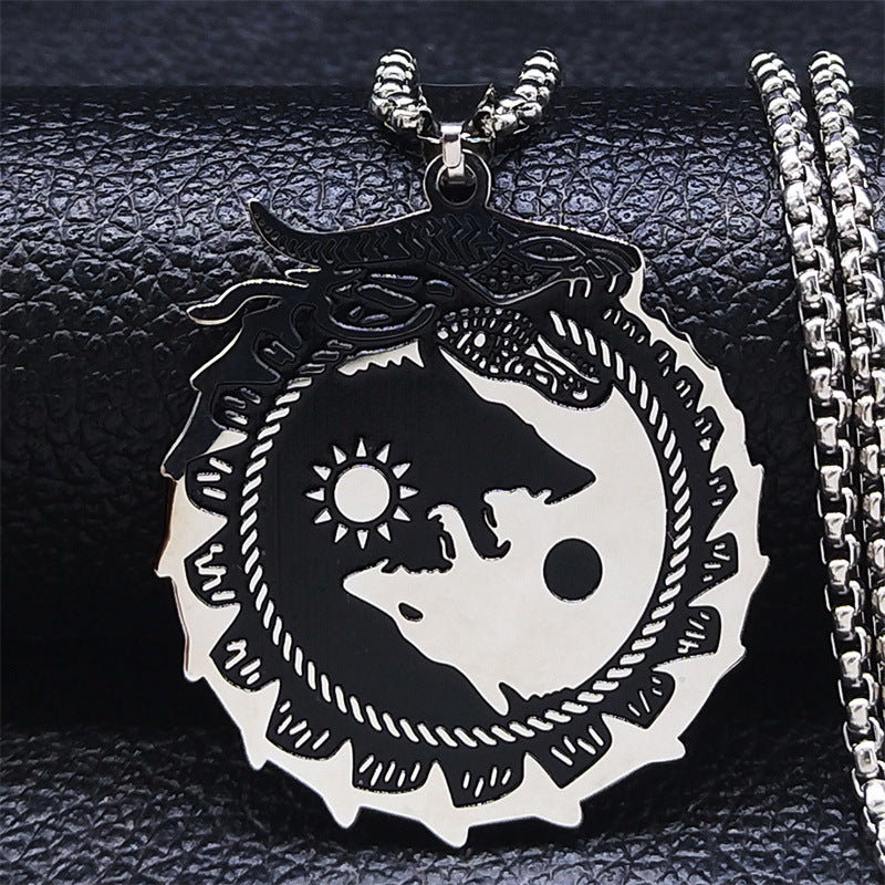 Oroborous Dragon Dark/Light Wolf Necklace - Tartarian Treasures & Trinkets