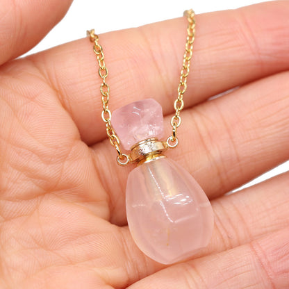 Solid Natural Gemstone Necklace Perfume Bottle Pendants - Tartarian Treasures & Trinkets