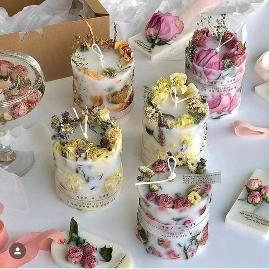Dried Flower Rose Fragrance Candle - Tartarian Treasures & Trinkets