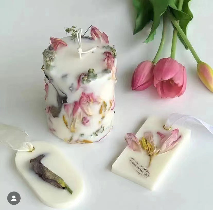 Dried Flower Rose Fragrance Candle - Tartarian Treasures & Trinkets