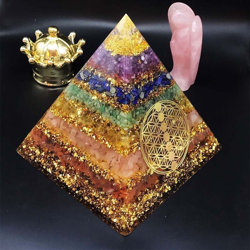 High Quality EMF PYRAMIDs Seven Chakra Natural Gemstone Crystal Crushed Stone Energy Copper Towers - Tartarian Treasures & Trinkets