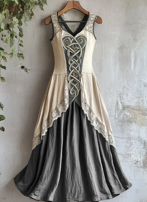 Viking Tribal Celtic Knot Art Lace Linen Tank Dress - Tartarian Treasures & Trinkets