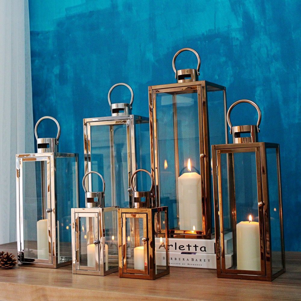 3 piece Set- Old World Vintage Style Lantern , Pillar Candle Holders Gift Set- Choose Color - Tartarian Treasures & Trinkets