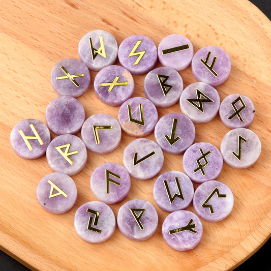 Genuine Gemstone Viking Divination Runes Natural Crystal  Nordic Celtic Spiritual Runes -25 pc Set Choose your favorite - Tartarian Treasures & Trinkets