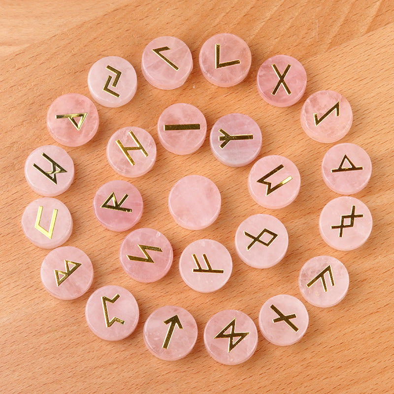 Genuine Gemstone Viking Divination Runes Natural Crystal  Nordic Celtic Spiritual Runes -25 pc Set Choose your favorite - Tartarian Treasures & Trinkets