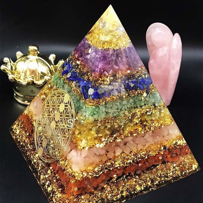 High Quality EMF PYRAMIDs Seven Chakra Natural Gemstone Crystal Crushed Stone Energy Copper Towers - Tartarian Treasures & Trinkets