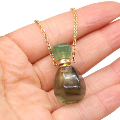 Solid Natural Gemstone Necklace Perfume Bottle Pendants - Tartarian Treasures & Trinkets