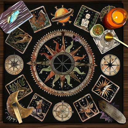 Geometric Tarot Moon Sun Velvet Tablecloth - Tartarian Treasures & Trinkets