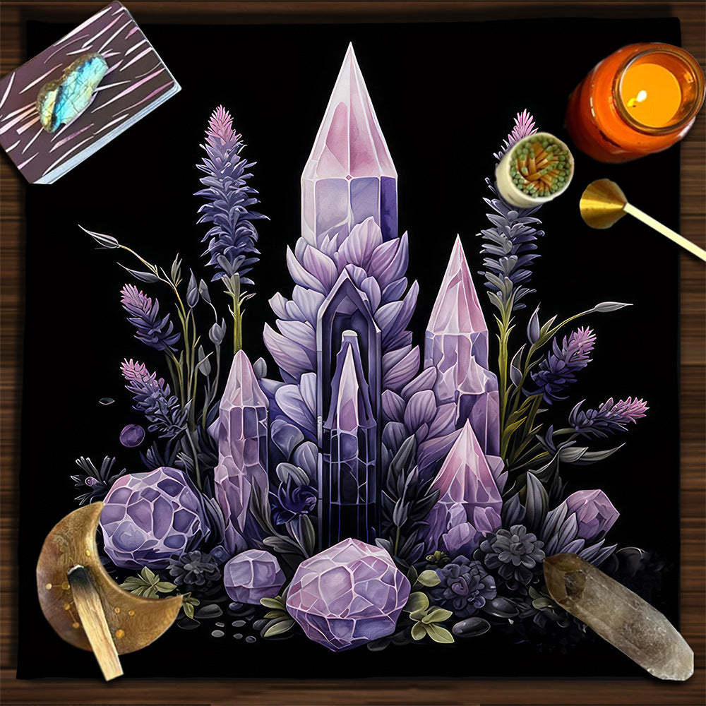 Geometric Tarot Moon Sun Velvet Tablecloth - Tartarian Treasures & Trinkets