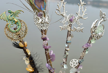 Handmade Genuine Gemstone and Wood Wands Altar,Magick,Ceremony - Tartarian Treasures & Trinkets