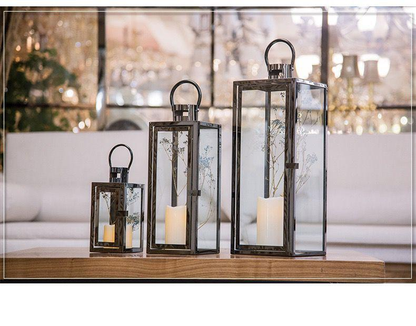 3 piece Set- Old World Vintage Style Lantern , Pillar Candle Holders Gift Set- Choose Color - Tartarian Treasures & Trinkets