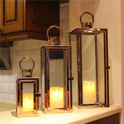 3 piece Set- Old World Vintage Style Lantern , Pillar Candle Holders Gift Set- Choose Color - Tartarian Treasures & Trinkets