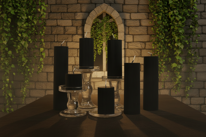 Dripless Solid Black Pillar Fancy Textured Soy Candles- Multi Sizes - Tartarian Treasures & Trinkets