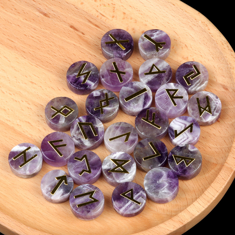 Genuine Gemstone Viking Divination Runes Natural Crystal  Nordic Celtic Spiritual Runes -25 pc Set Choose your favorite - Tartarian Treasures & Trinkets