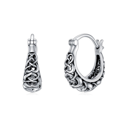 925 Sterling Silver Celtic Knot Vintage Hoop Earrings - Tartarian Treasures & Trinkets