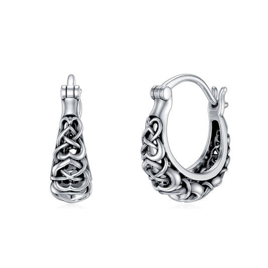 925 Sterling Silver Celtic Knot Vintage Hoop Earrings - Tartarian Treasures & Trinkets