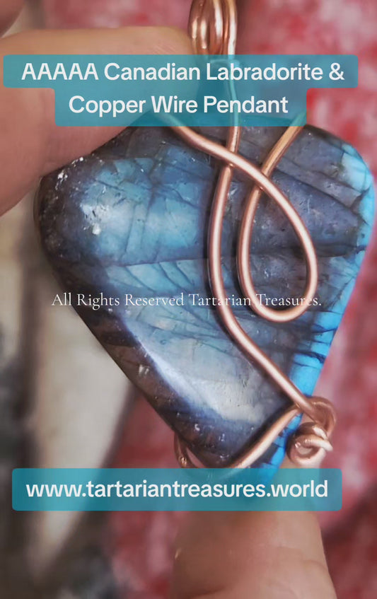 94ct AAAAA Rare Turquoise FIRE Canadian Labradorite- Gemstone Collection 963hz  Protected Pendant