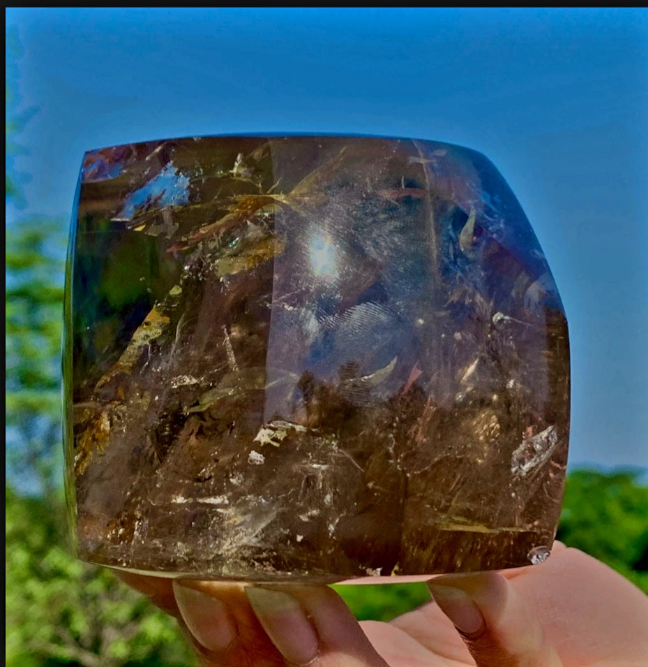 AAA Huge Gorgeous RAINBOW Natural Brazilian SMOKY CITRINE Quartz Crystal Clear Transparent specimen 2.48lb Record Keeper - Tartarian Treasures & Trinkets