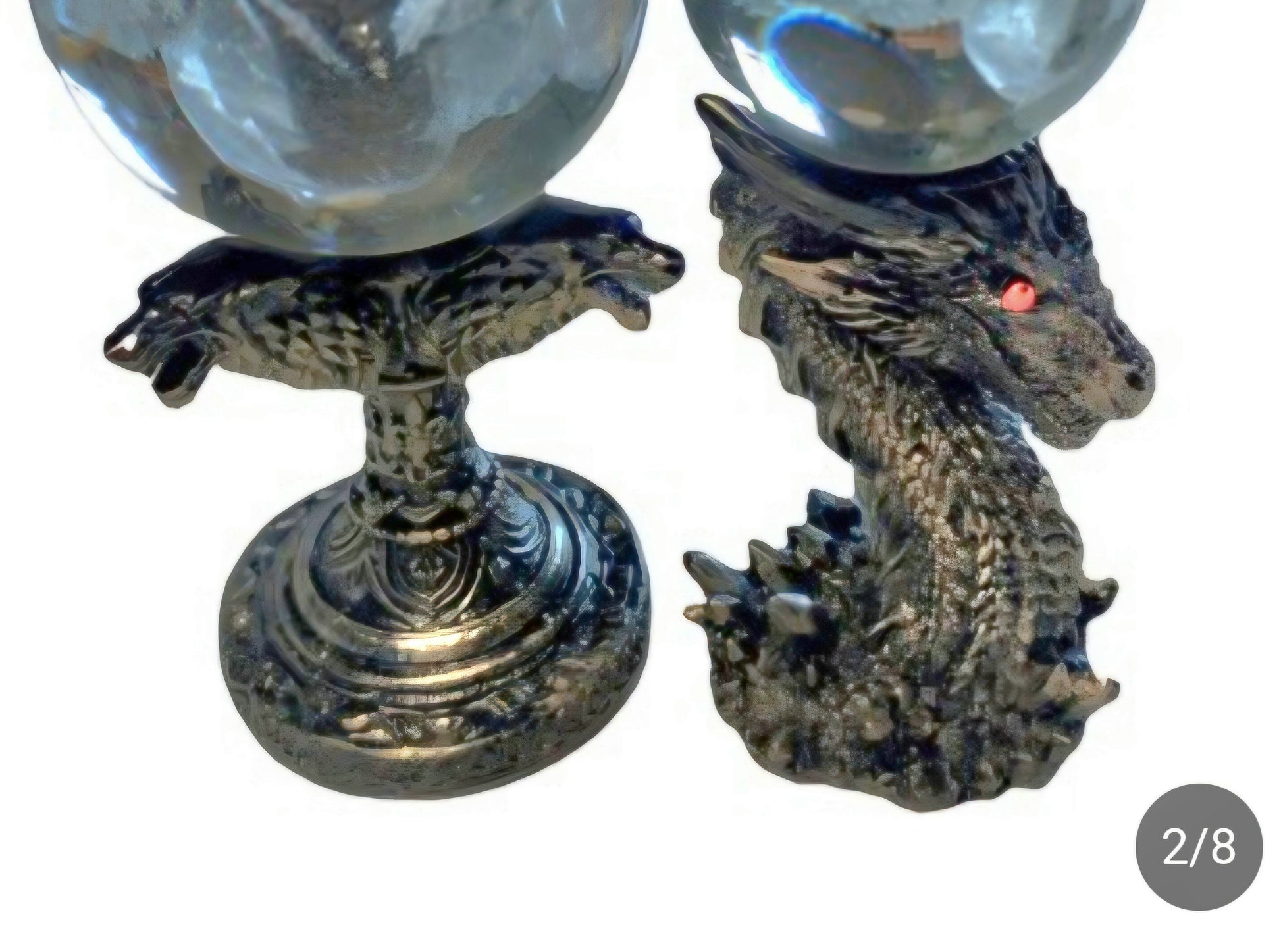 Crystal Ball Stands  Sturdy Base Wolf Or Dragon Head  Craft Resin  Gothic Medieval - Tartarian Treasures & Trinkets