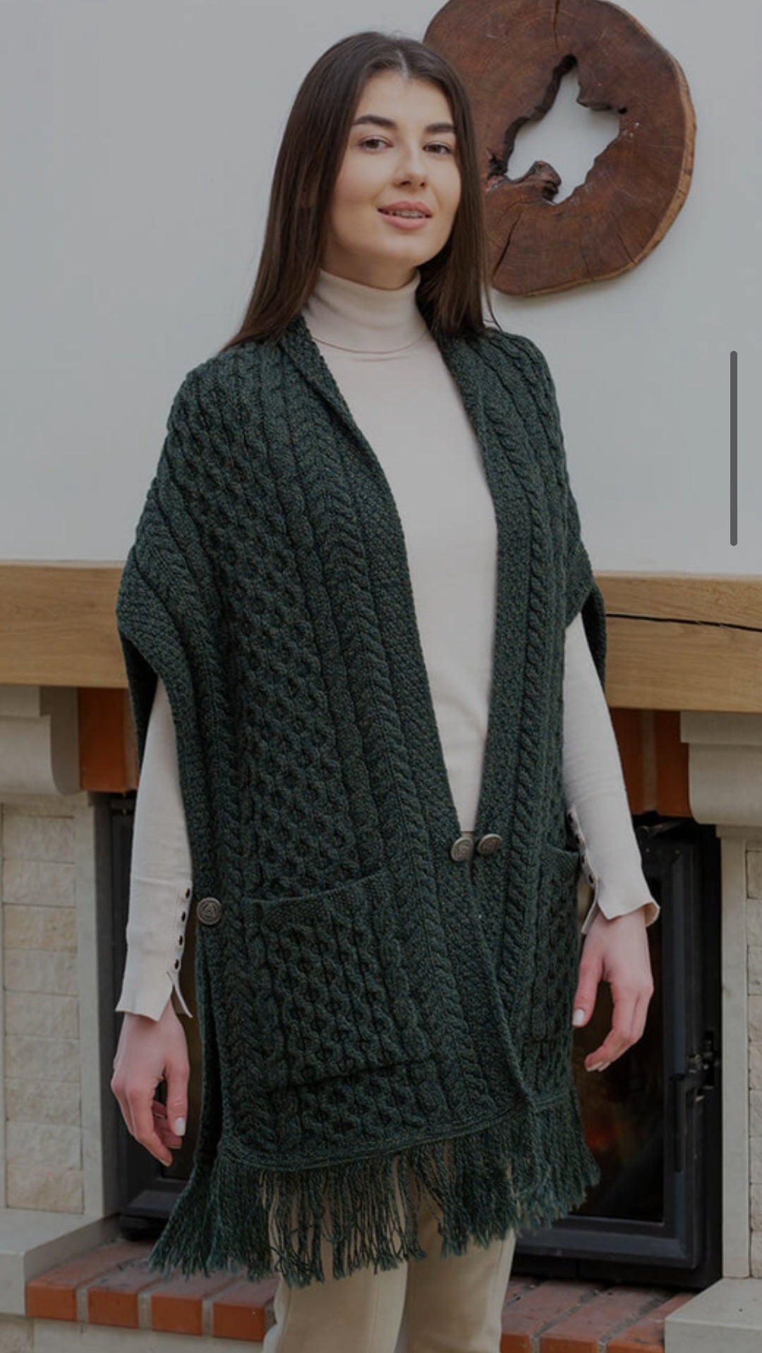 100% Merino Wool Elegant Comfortable Warm SOFT Itch Free- Celtic Shawl w Pockets