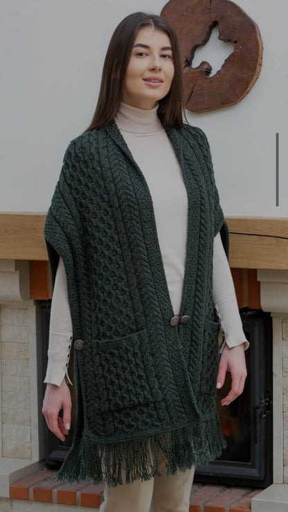 100% Merino Wool Elegant Comfortable Warm SOFT Itch Free- Celtic Shawl w Pockets